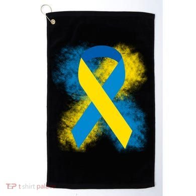 Down Syndrome Awareness Blue & Yellow Ribbon Golf Towel