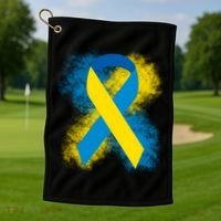 Down Syndrome Awareness Blue & Yellow Ribbon Golf Towel thumb 1