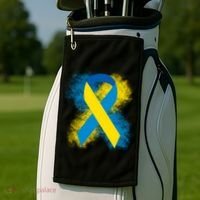 Down Syndrome Awareness Blue & Yellow Ribbon Golf Towel thumb 2