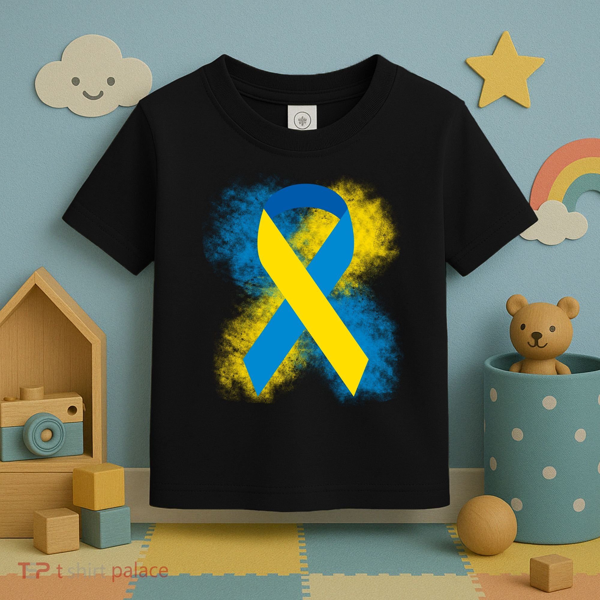 Down Syndrome Awareness Blue & Yellow Ribbon Toddler T-Shirt