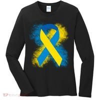 Down Syndrome Awareness Blue & Yellow Ribbon Women's Long Sleeve Shirt thumb 0