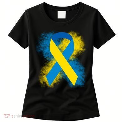 Down Syndrome Awareness Blue & Yellow Ribbon Women's T-Shirt