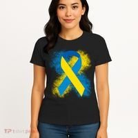Down Syndrome Awareness Blue & Yellow Ribbon Women's T-Shirt thumb 4