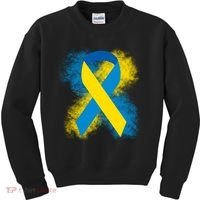 Down Syndrome Awareness Blue & Yellow Ribbon Kids Sweatshirt thumb 0