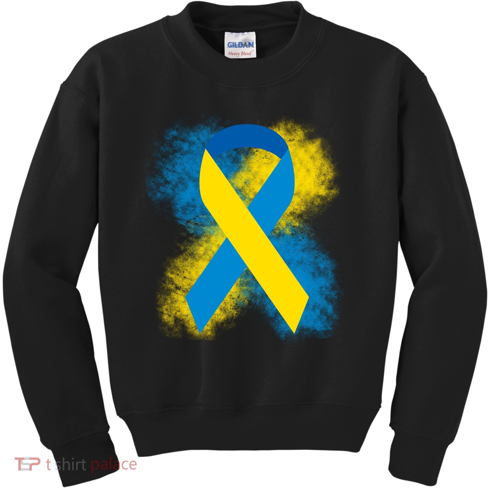 Down Syndrome Awareness Blue & Yellow Ribbon Kids Sweatshirt