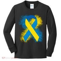 Down Syndrome Awareness Blue & Yellow Ribbon Kids Long Sleeve Shirt thumb 0