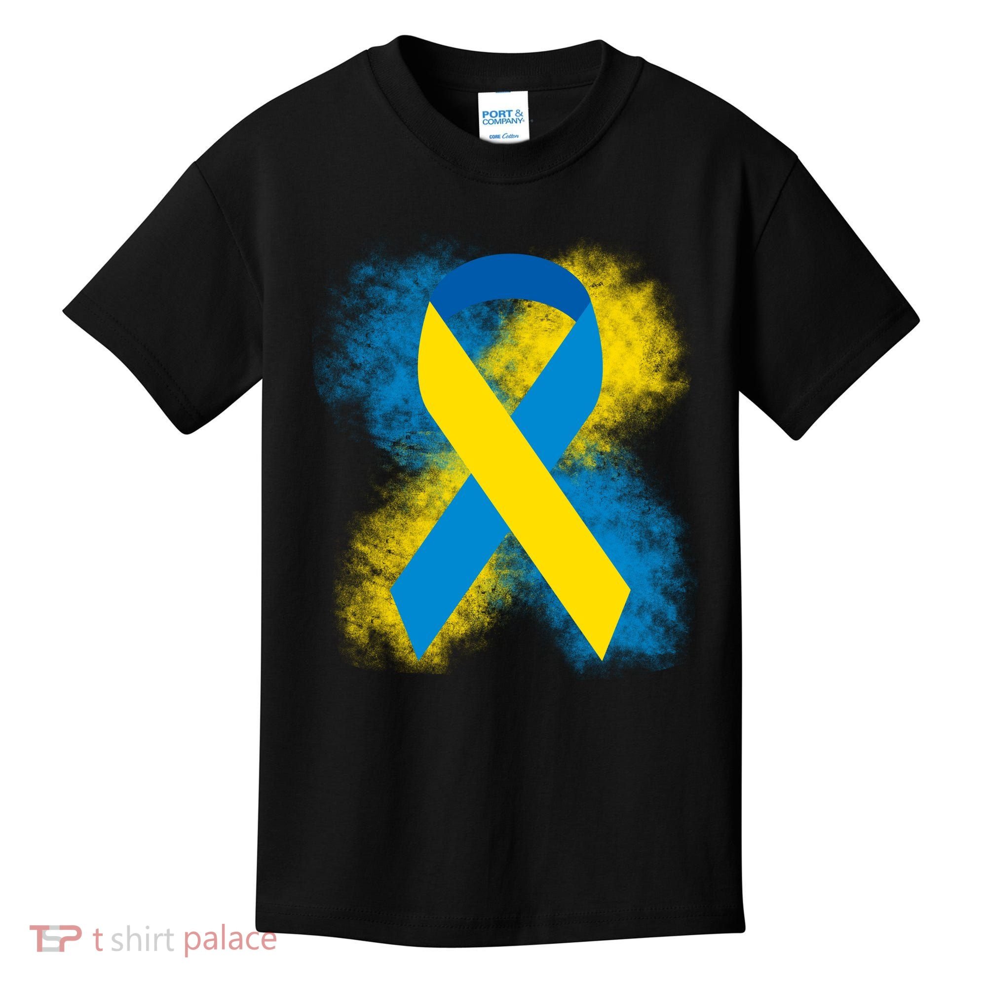 Down Syndrome Awareness Blue & Yellow Ribbon Kids T-Shirt