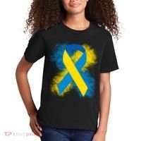Down Syndrome Awareness Blue & Yellow Ribbon Kids T-Shirt thumb 2
