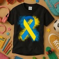 Down Syndrome Awareness Blue & Yellow Ribbon Kids T-Shirt thumb 3