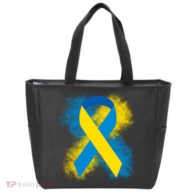 Down Syndrome Awareness Blue & Yellow Ribbon Tote Bag