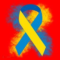 Down Syndrome Awareness Blue & Yellow Ribbon Santa Hat thumb 1