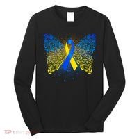 Down Syndrome Awareness Butterfly Ribbon Long Sleeve Shirt thumb 0
