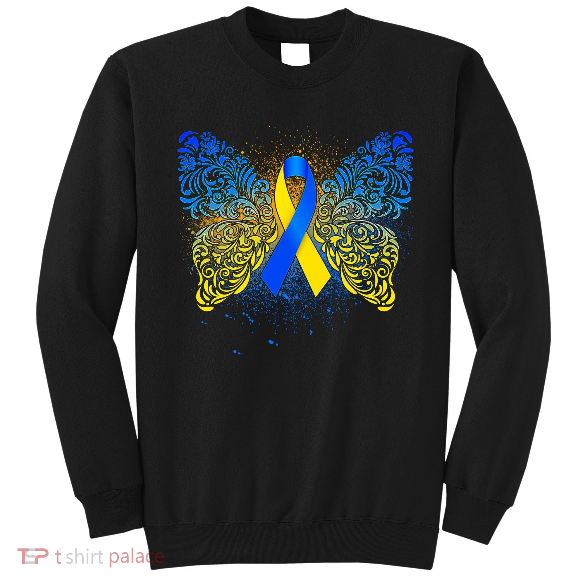 Down Syndrome Awareness Butterfly Ribbon Sweatshirt