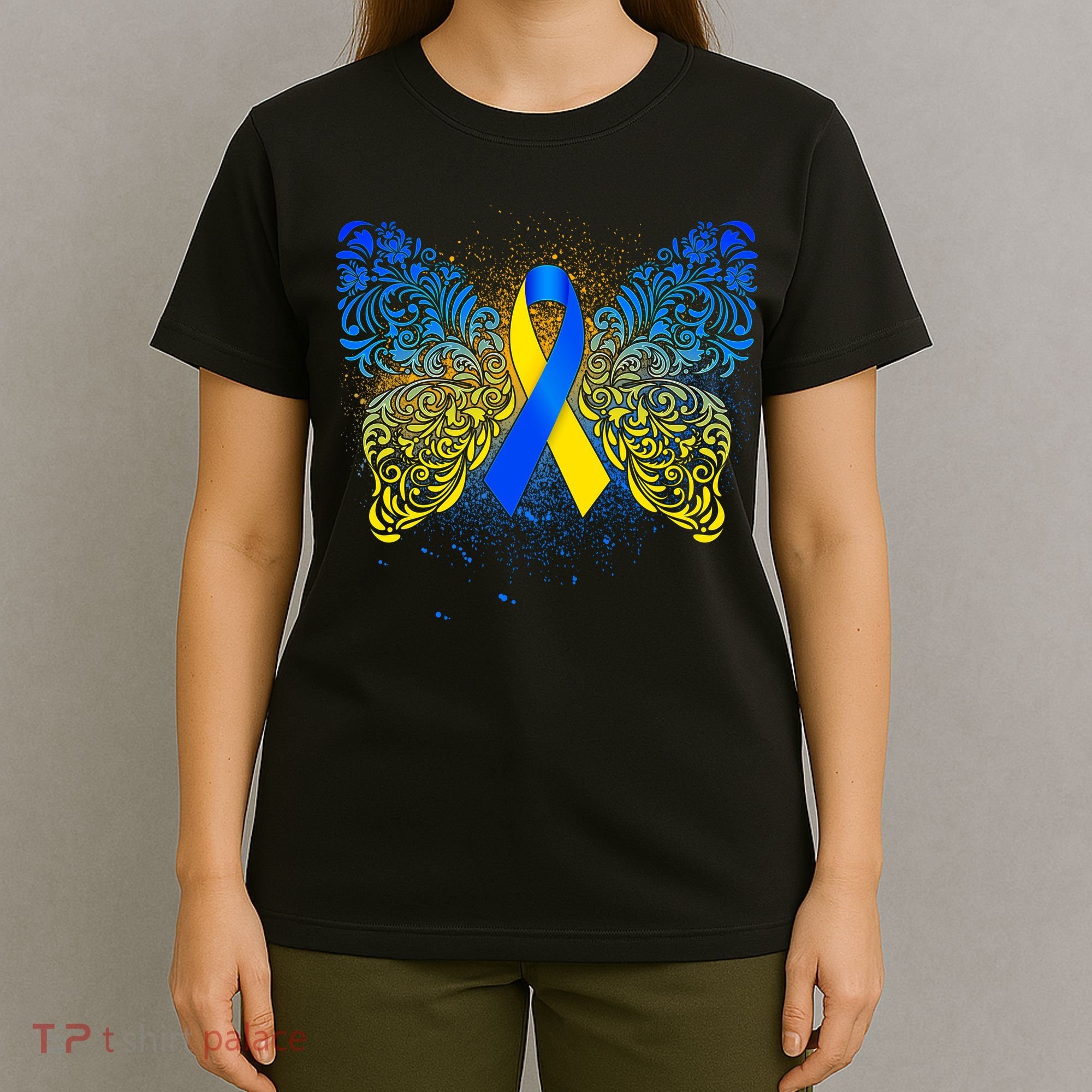 Down Syndrome Awareness Butterfly Ribbon T-Shirt