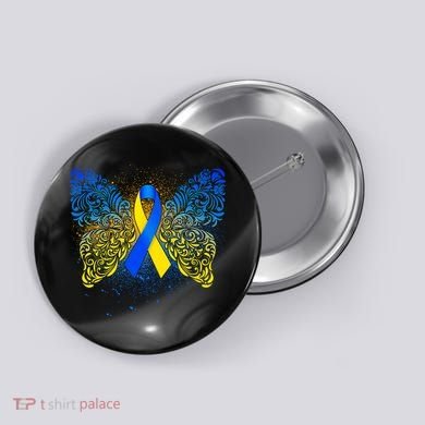 Down Syndrome Awareness Butterfly Ribbon Button