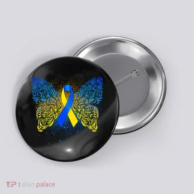Down Syndrome Awareness Butterfly Ribbon Button