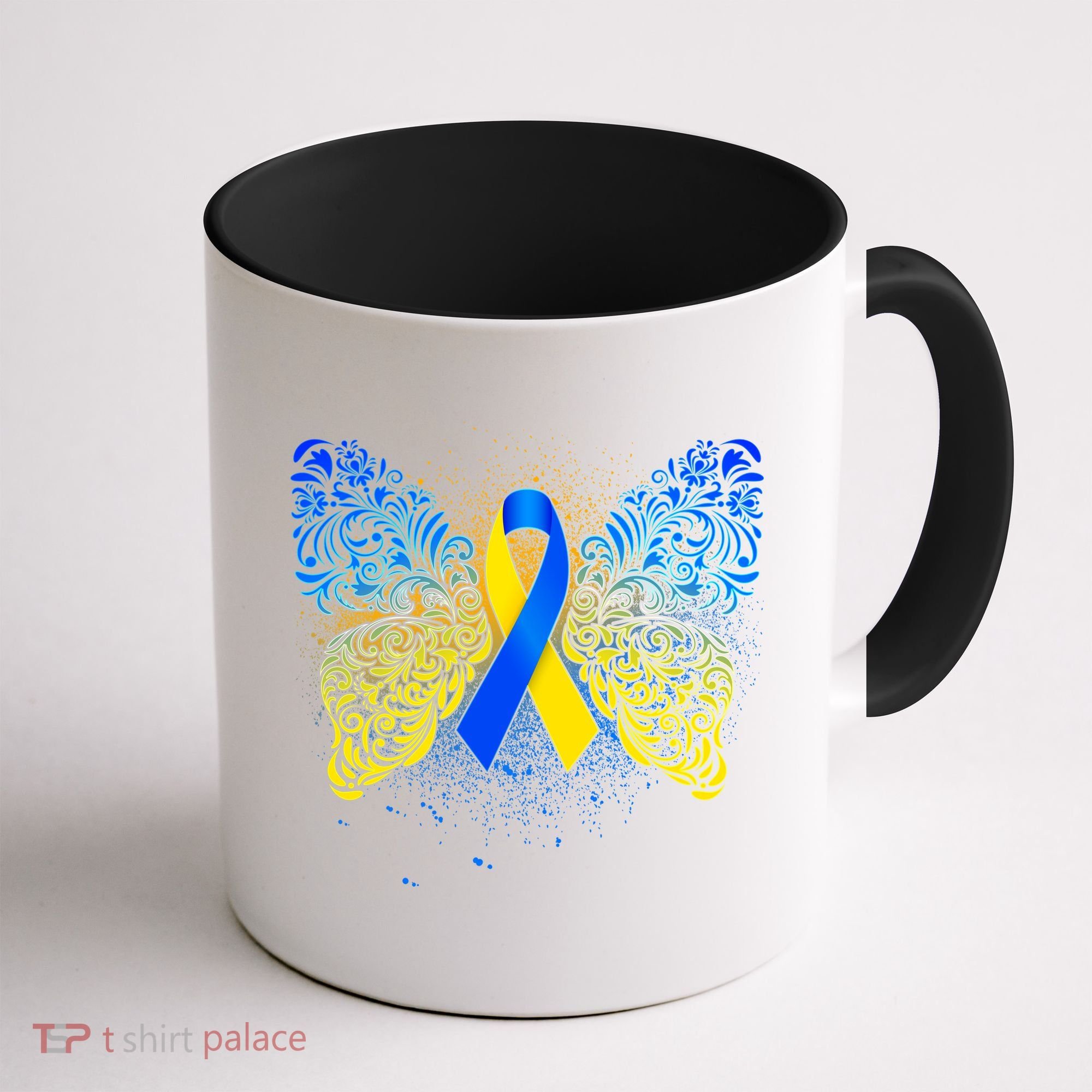 Down Syndrome Awareness Butterfly Ribbon Coffee Mug