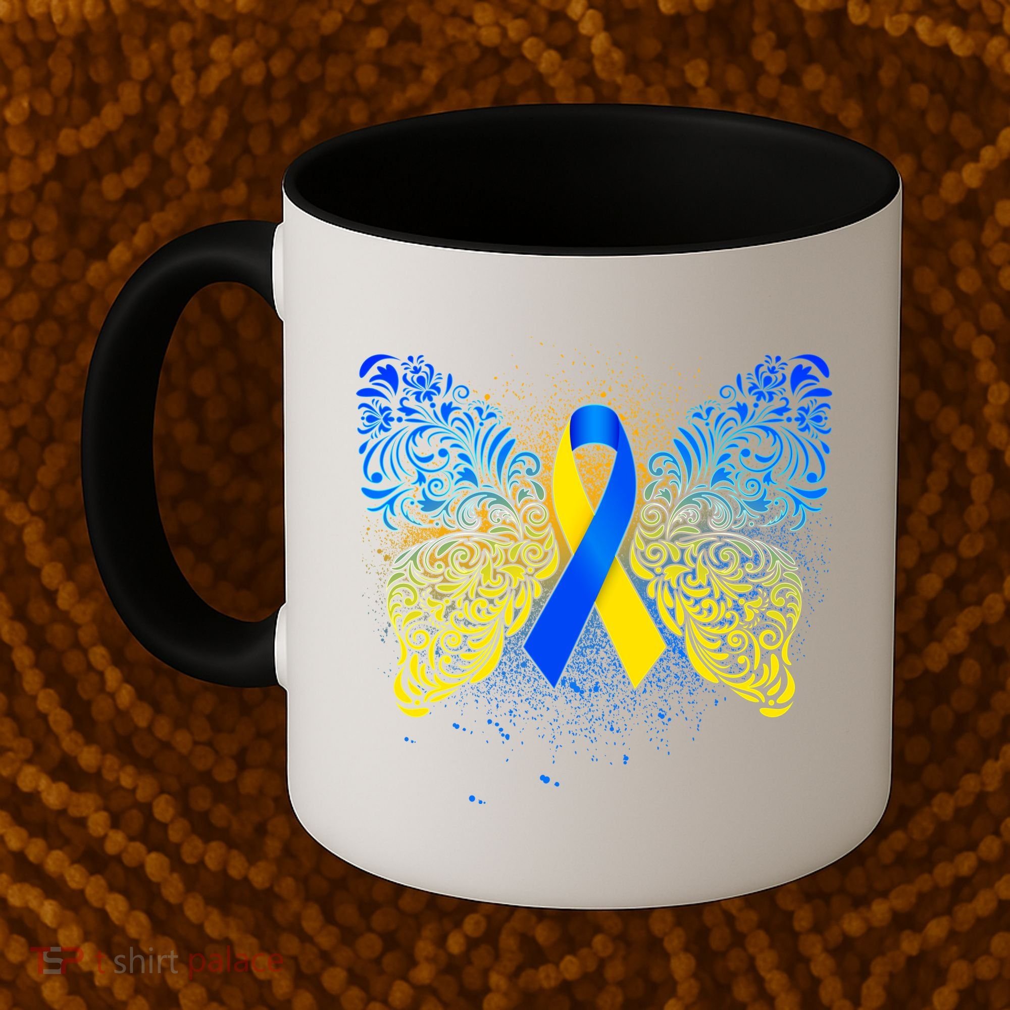Down Syndrome Awareness Butterfly Ribbon Coffee Mug