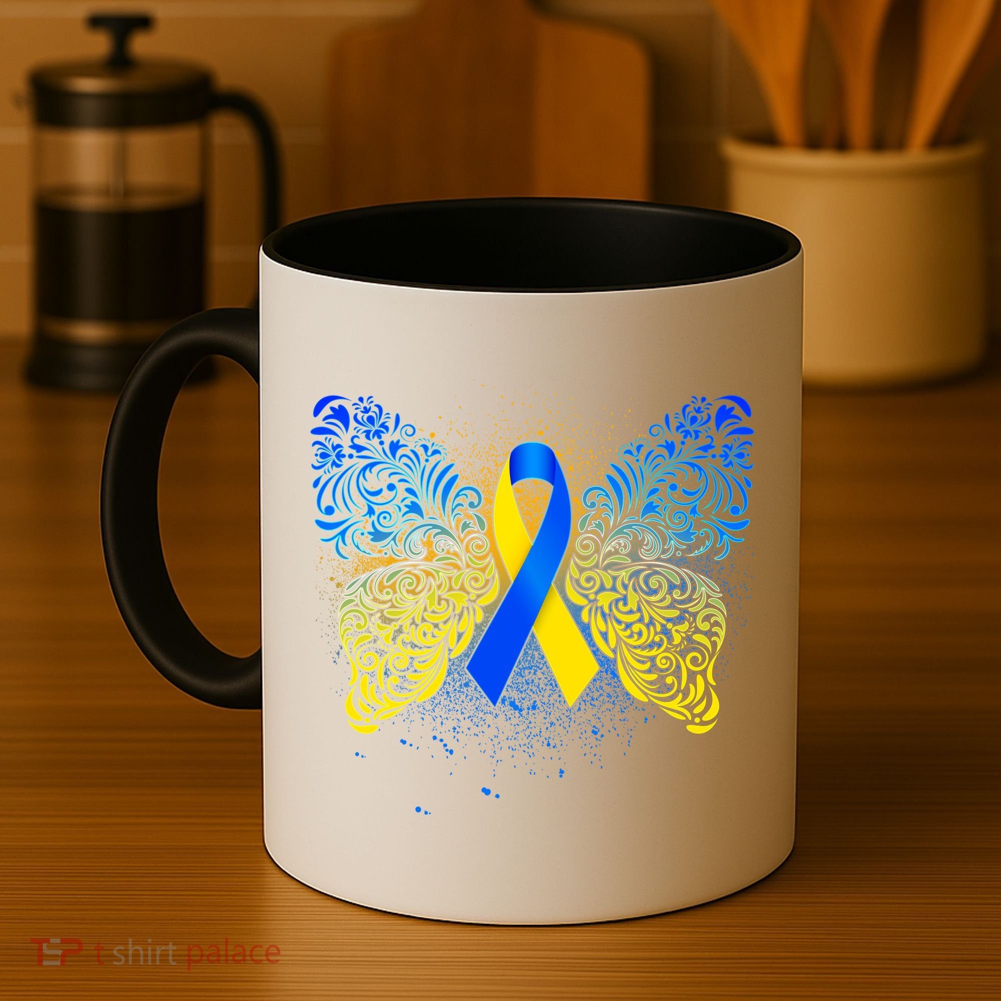 Down Syndrome Awareness Butterfly Ribbon Coffee Mug