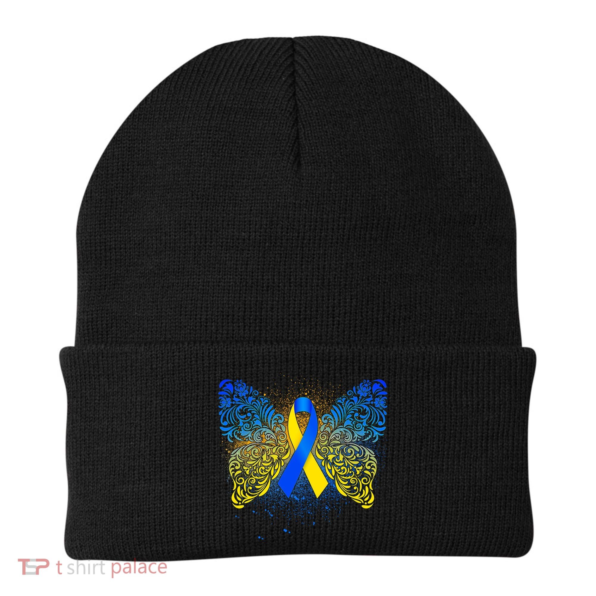 Down Syndrome Awareness Butterfly Ribbon Beanie