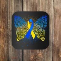 Down Syndrome Awareness Butterfly Ribbon Coaster thumb 0