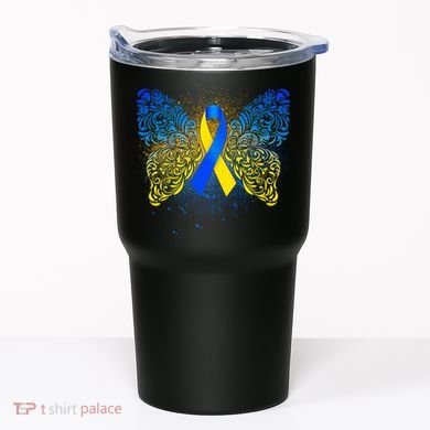 Down Syndrome Awareness Butterfly Ribbon Tumbler