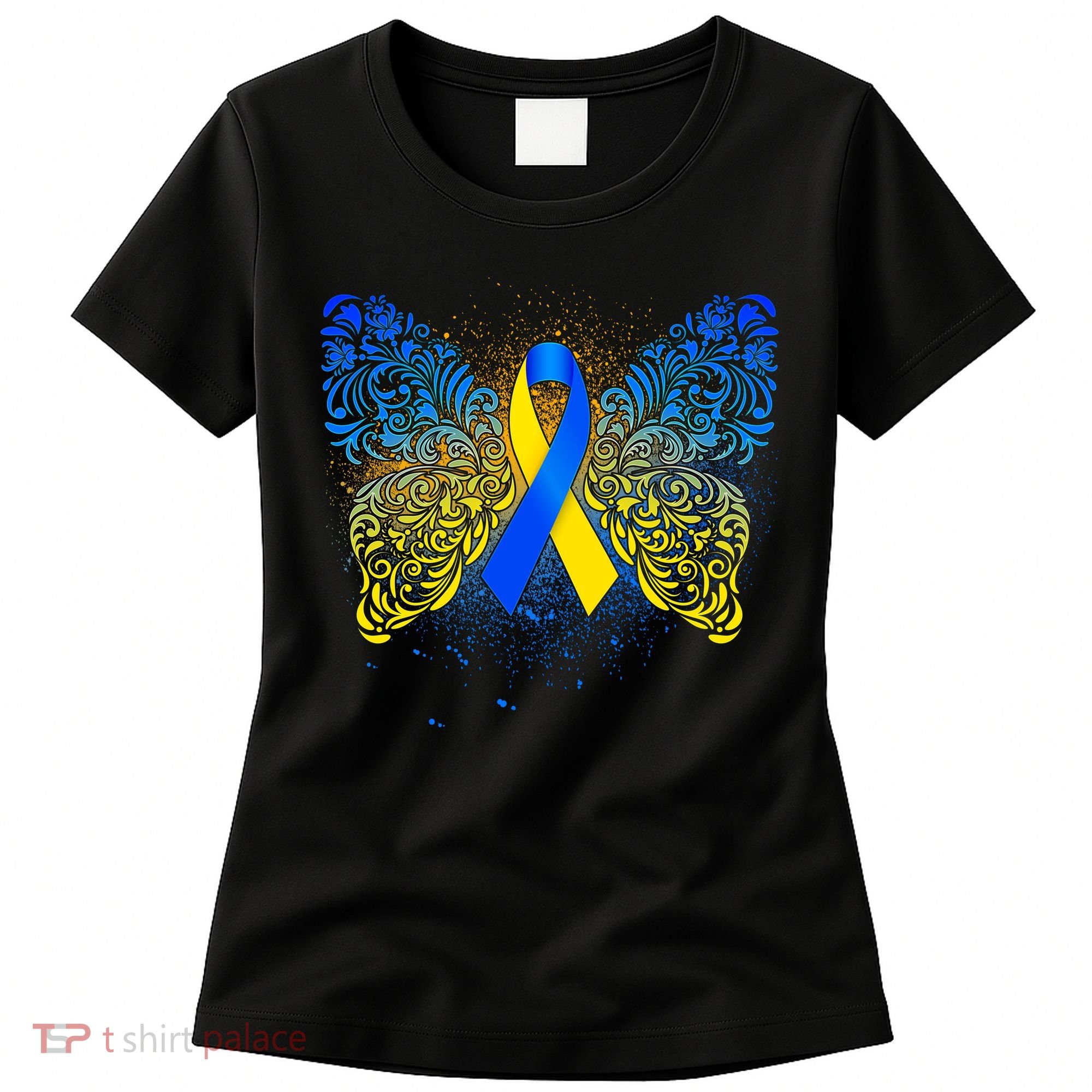 Down Syndrome Awareness Butterfly Ribbon Women's T-Shirt
