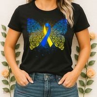 Down Syndrome Awareness Butterfly Ribbon Women's T-Shirt thumb 2