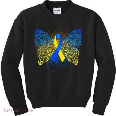 Down Syndrome Awareness Butterfly Ribbon Kids Sweatshirt