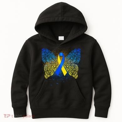 Down Syndrome Awareness Butterfly Ribbon Kids Hoodie