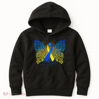 Down Syndrome Awareness Butterfly Ribbon Kids Hoodie thumb 0