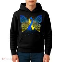 Down Syndrome Awareness Butterfly Ribbon Kids Hoodie thumb 4