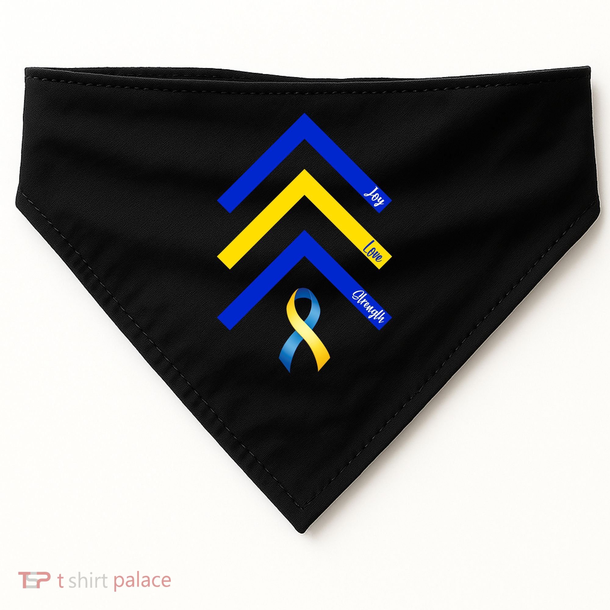 Down Syndrome Awareness Joy Love Strength  USA-Made Doggie Bandana