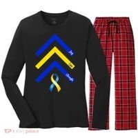 Down Syndrome Awareness Joy Love Strength  Women's Long Sleeve Flannel Pajama Set  thumb 0