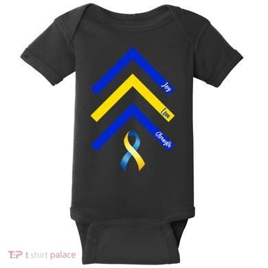 Down Syndrome Awareness Joy Love Strength  Baby Bodysuit