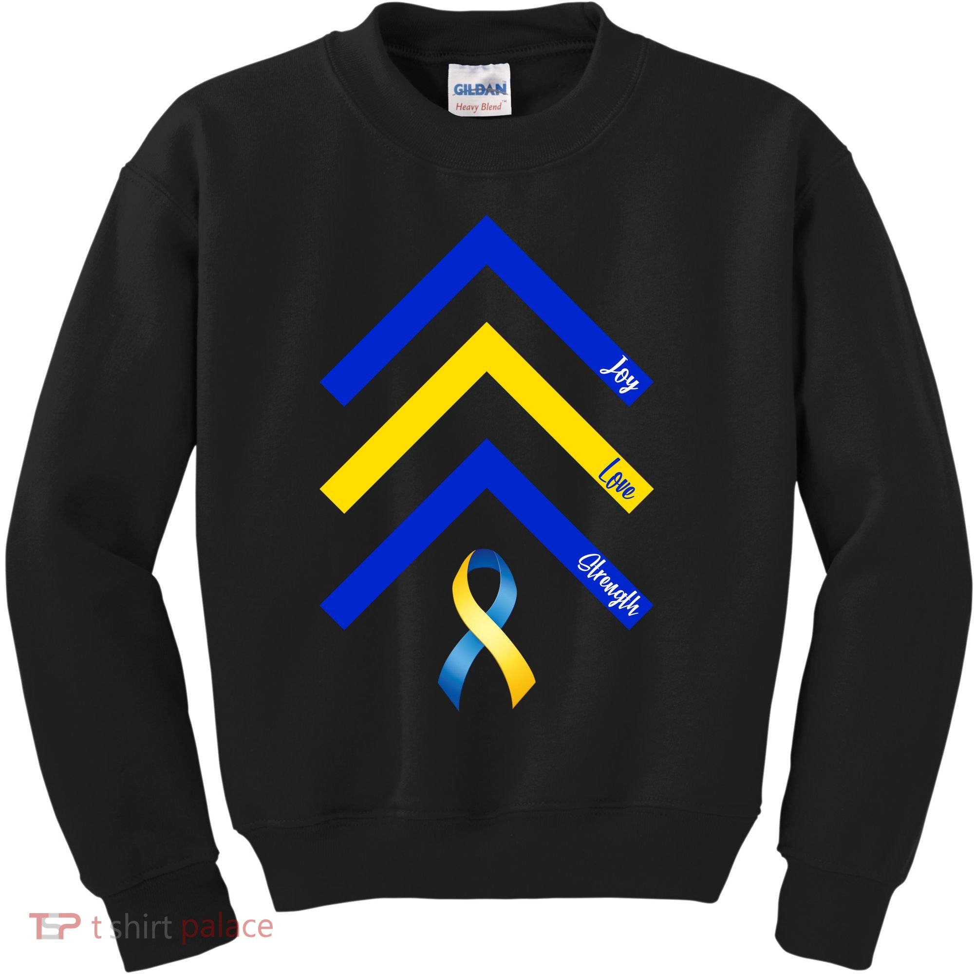 Down Syndrome Awareness Joy Love Strength  Kids Sweatshirt