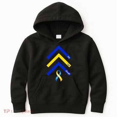 Down Syndrome Awareness Joy Love Strength  Kids Hoodie
