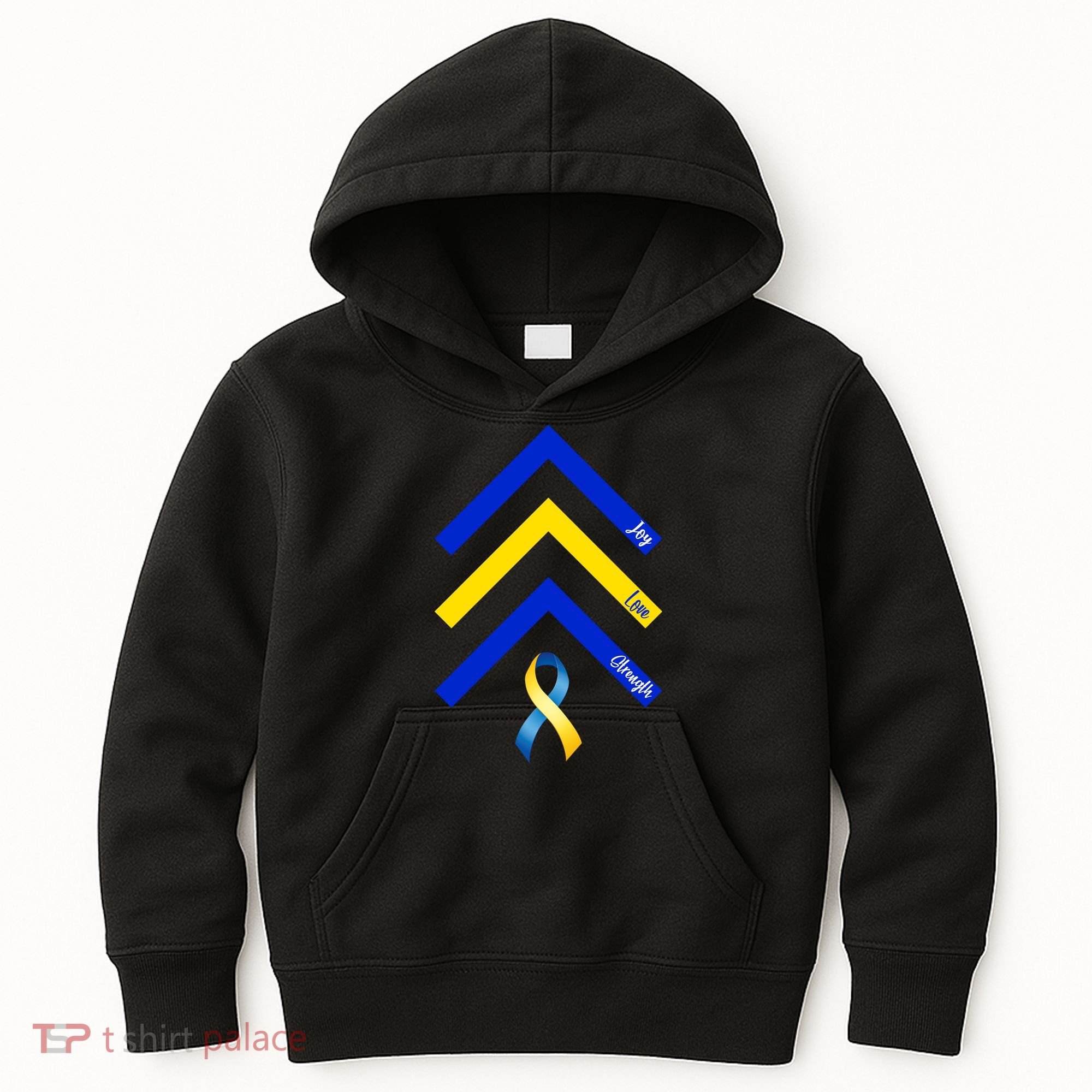 Down Syndrome Awareness Joy Love Strength  Kids Hoodie