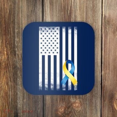 Down Syndrome Awareness USA Flag Coaster