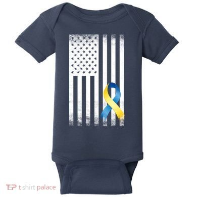 Down Syndrome Awareness USA Flag Baby Bodysuit