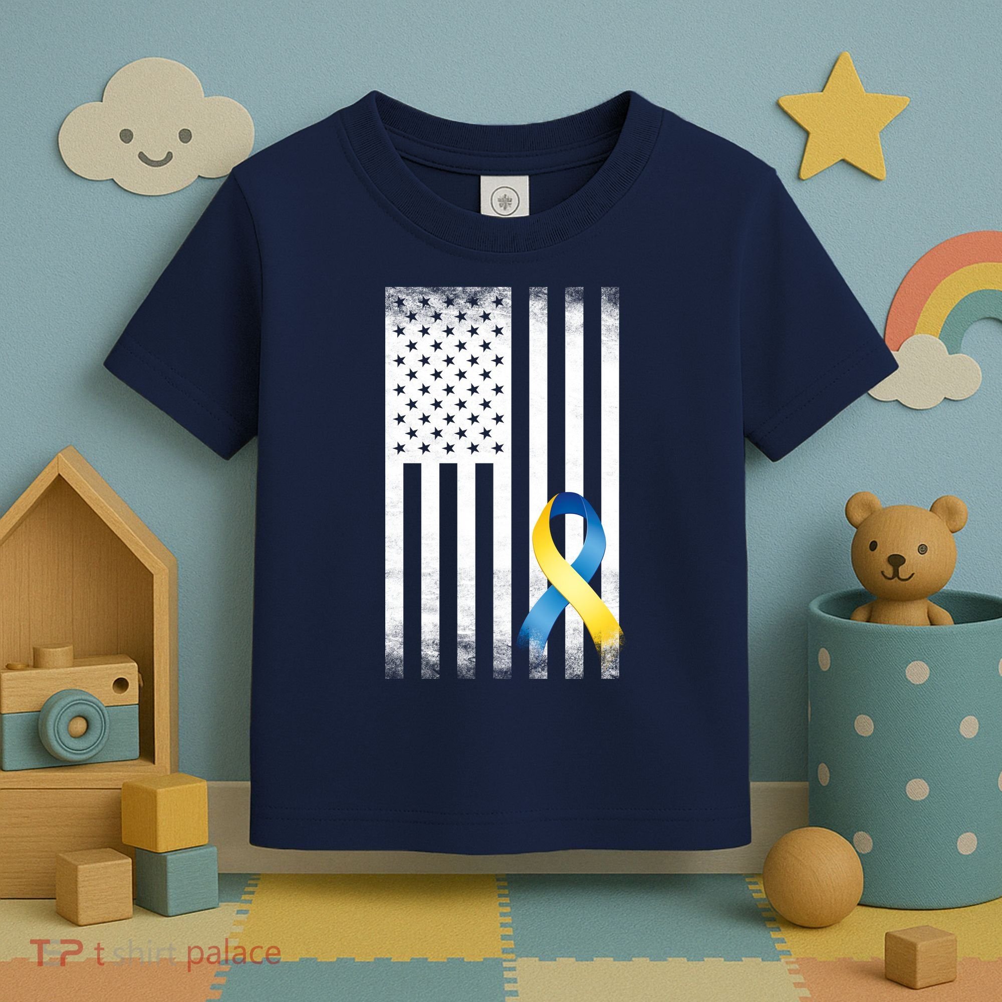 Down Syndrome Awareness USA Flag Toddler T-Shirt