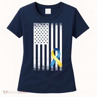 Down Syndrome Awareness USA Flag Women's T-Shirt