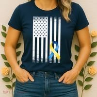 Down Syndrome Awareness USA Flag Women's T-Shirt thumb 2
