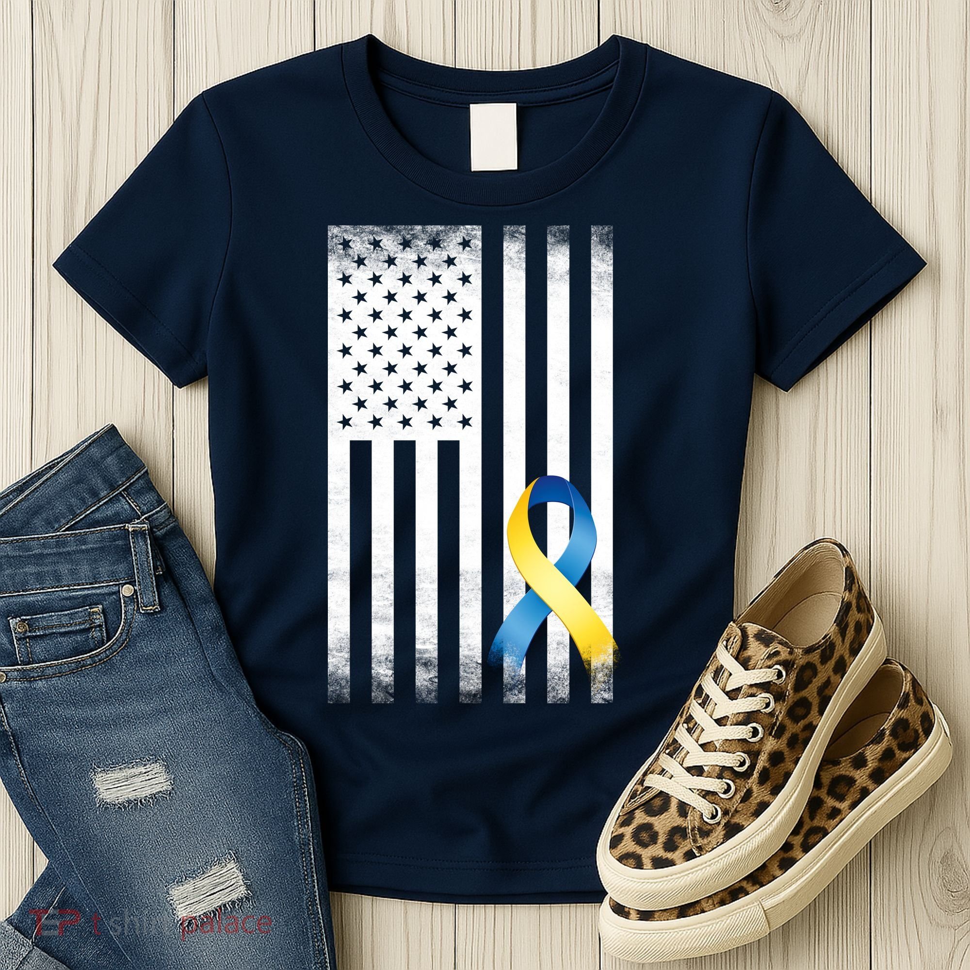 Down Syndrome Awareness USA Flag Women's T-Shirt