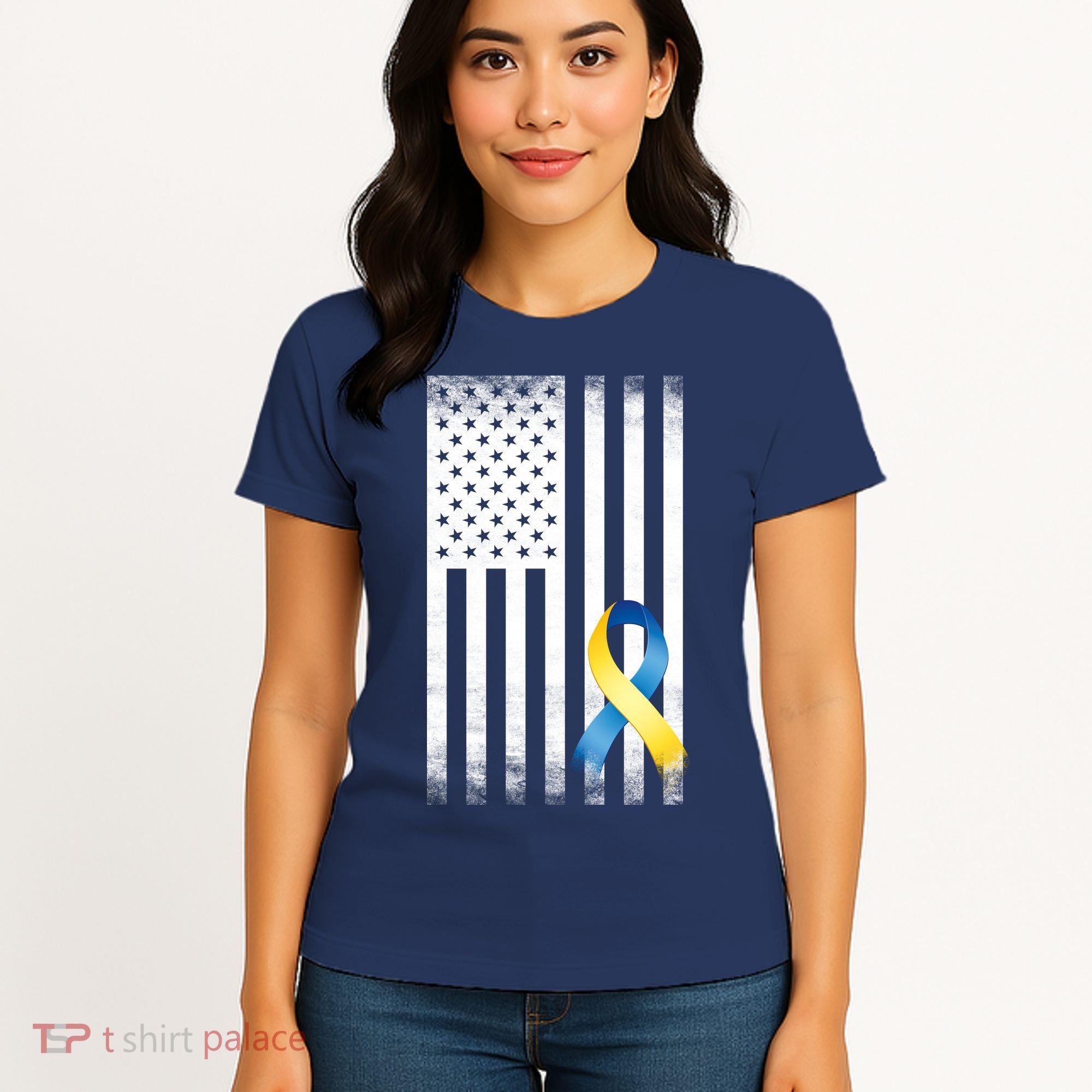 Down Syndrome Awareness USA Flag Women's T-Shirt