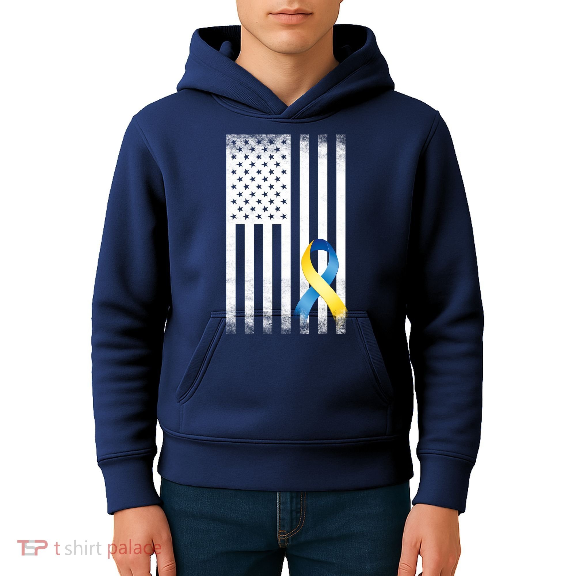 Down Syndrome Awareness USA Flag Kids Hoodie