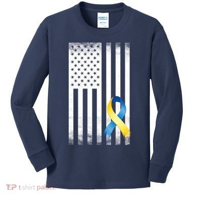 Down Syndrome Awareness USA Flag Kids Long Sleeve Shirt