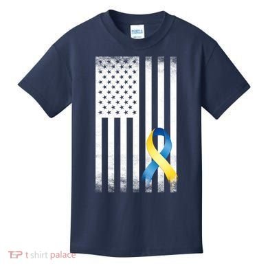 Down Syndrome Awareness USA Flag Kids T-Shirt