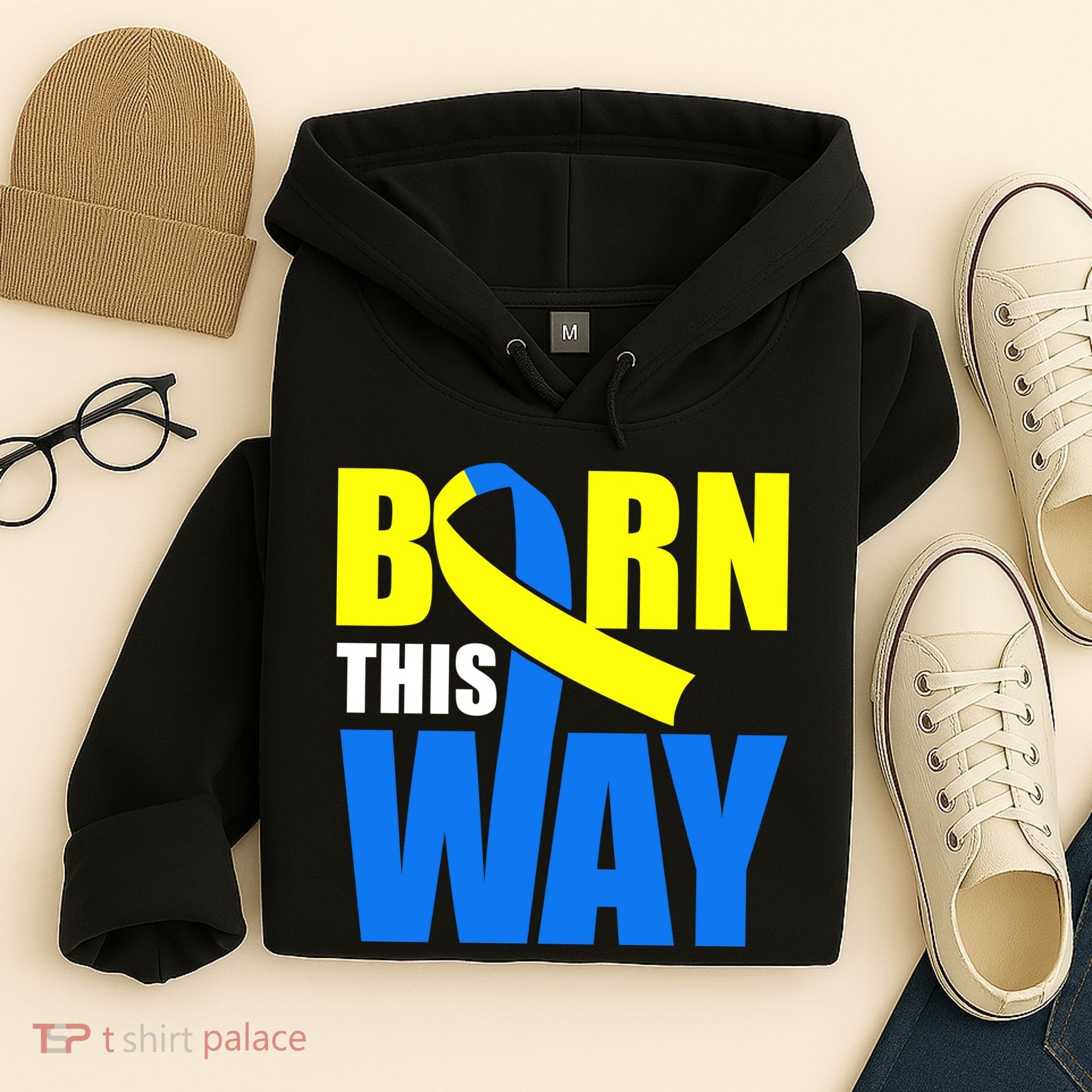 Down Syndrome Born This Way Ribbon Hoodie