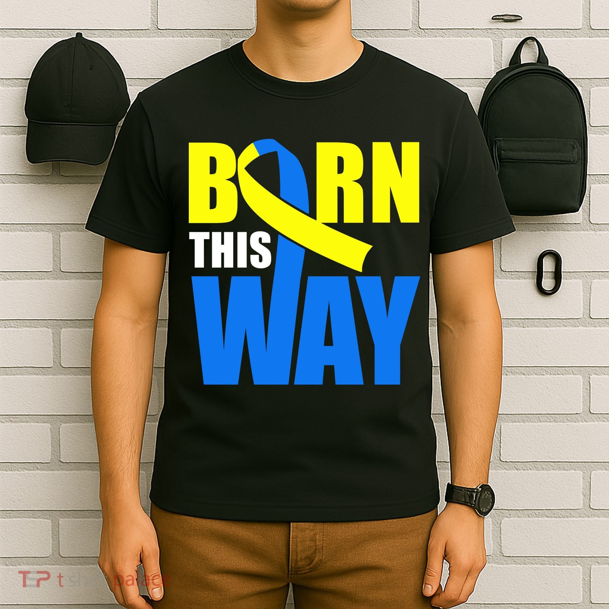Down Syndrome Born This Way Ribbon T-Shirt